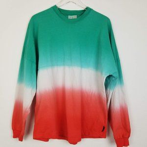 Spirit Teal White Coral Jersey Cotton Long Sleeve Beach Life Surf Classic Sz M